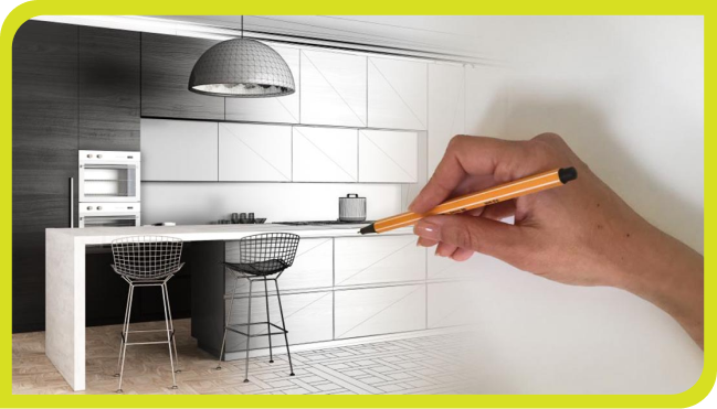 PERSON DRAWING A PLAN OF A MODERN KITCHEN | SERVICES | FLORIDA KITCHEN CENTER
